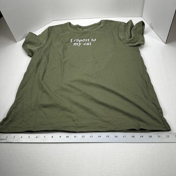 Zoe And Liv Women's Size XXL I Report To My Cat Short Sleeve Tee Shirt Green New - Picture 9 of 11